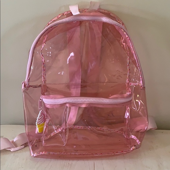 pink see through backpack